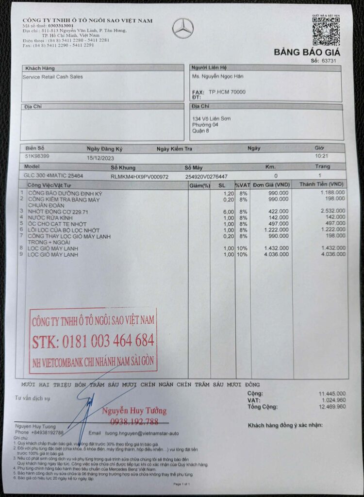 Chi Phi Bao Duong Mercedes GLC 300 2